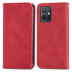 Funda de Cuero Cartera con Soporte Carcasa S04D para Vivo T1 5G India Rojo