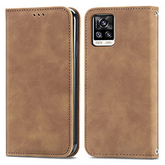 Funda de Cuero Cartera con Soporte Carcasa S04D para Vivo V20 (2021) Marron