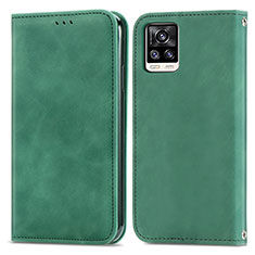 Funda de Cuero Cartera con Soporte Carcasa S04D para Vivo V20 (2021) Verde