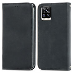 Funda de Cuero Cartera con Soporte Carcasa S04D para Vivo V20 Negro