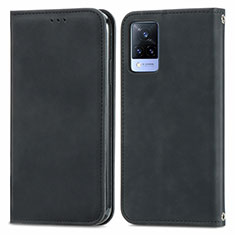 Funda de Cuero Cartera con Soporte Carcasa S04D para Vivo V21 5G Negro