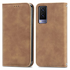 Funda de Cuero Cartera con Soporte Carcasa S04D para Vivo V21e 5G Marron