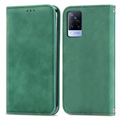 Funda de Cuero Cartera con Soporte Carcasa S04D para Vivo V21s 5G Verde