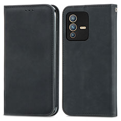 Funda de Cuero Cartera con Soporte Carcasa S04D para Vivo V23 5G Negro