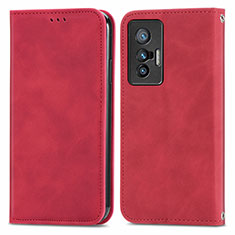 Funda de Cuero Cartera con Soporte Carcasa S04D para Vivo X70 5G Rojo