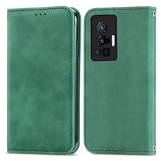 Funda de Cuero Cartera con Soporte Carcasa S04D para Vivo X70 Pro 5G Verde