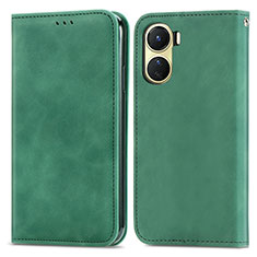 Funda de Cuero Cartera con Soporte Carcasa S04D para Vivo Y02S Verde