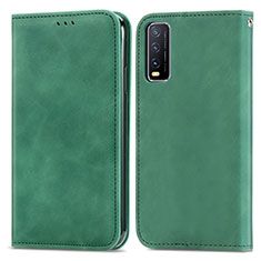 Funda de Cuero Cartera con Soporte Carcasa S04D para Vivo Y11s Verde