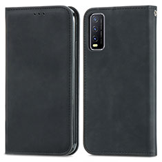 Funda de Cuero Cartera con Soporte Carcasa S04D para Vivo Y12A Negro