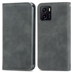 Funda de Cuero Cartera con Soporte Carcasa S04D para Vivo Y15C Gris