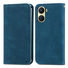 Funda de Cuero Cartera con Soporte Carcasa S04D para Vivo Y16 Azul