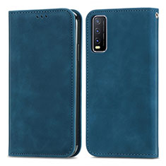 Funda de Cuero Cartera con Soporte Carcasa S04D para Vivo Y20a Azul