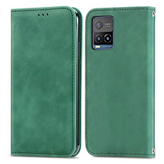 Funda de Cuero Cartera con Soporte Carcasa S04D para Vivo Y21 Verde