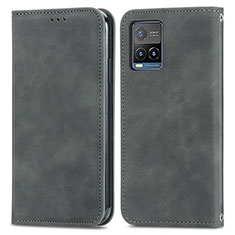 Funda de Cuero Cartera con Soporte Carcasa S04D para Vivo Y21G Gris