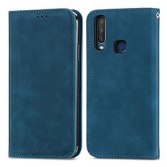 Funda de Cuero Cartera con Soporte Carcasa S04D para Vivo Y3 Azul