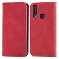 Funda de Cuero Cartera con Soporte Carcasa S04D para Vivo Y3 Rojo