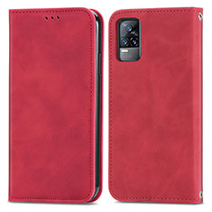 Funda de Cuero Cartera con Soporte Carcasa S04D para Vivo Y73 (2021) Rojo