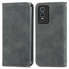 Funda de Cuero Cartera con Soporte Carcasa S04D para Vivo Y74s 5G Gris