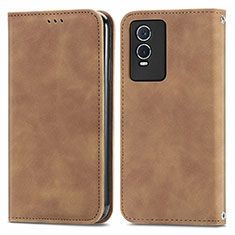 Funda de Cuero Cartera con Soporte Carcasa S04D para Vivo Y74s 5G Marron