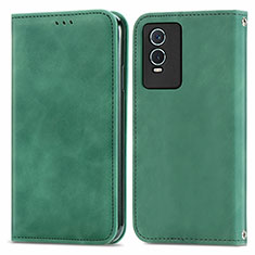 Funda de Cuero Cartera con Soporte Carcasa S04D para Vivo Y74s 5G Verde