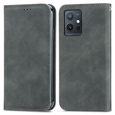 Funda de Cuero Cartera con Soporte Carcasa S04D para Vivo Y75 5G Gris