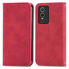 Funda de Cuero Cartera con Soporte Carcasa S04D para Vivo Y76s 5G Rojo