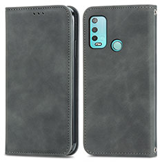 Funda de Cuero Cartera con Soporte Carcasa S04D para Wiko Power U30 Gris