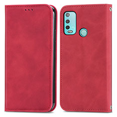 Funda de Cuero Cartera con Soporte Carcasa S04D para Wiko Power U30 Rojo