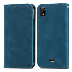 Funda de Cuero Cartera con Soporte Carcasa S04D para Wiko Y61 Azul