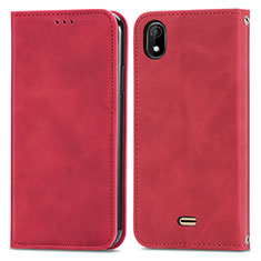 Funda de Cuero Cartera con Soporte Carcasa S04D para Wiko Y61 Rojo