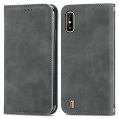 Funda de Cuero Cartera con Soporte Carcasa S04D para Wiko Y81 Gris