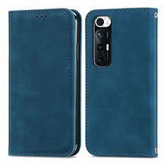 Funda de Cuero Cartera con Soporte Carcasa S04D para Xiaomi Mi 10S 5G Azul