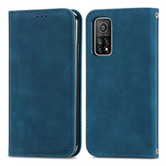 Funda de Cuero Cartera con Soporte Carcasa S04D para Xiaomi Mi 10T 5G Azul