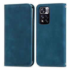 Funda de Cuero Cartera con Soporte Carcasa S04D para Xiaomi Mi 11i 5G (2022) Azul