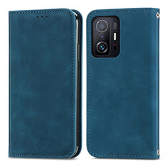 Funda de Cuero Cartera con Soporte Carcasa S04D para Xiaomi Mi 11T 5G Azul