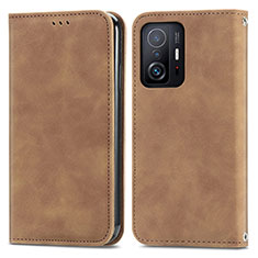 Funda de Cuero Cartera con Soporte Carcasa S04D para Xiaomi Mi 11T 5G Marron