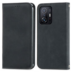 Funda de Cuero Cartera con Soporte Carcasa S04D para Xiaomi Mi 11T 5G Negro