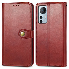 Funda de Cuero Cartera con Soporte Carcasa S04D para Xiaomi Mi 12 5G Rojo