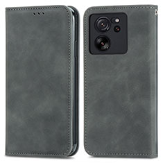 Funda de Cuero Cartera con Soporte Carcasa S04D para Xiaomi Mi 13T 5G Gris