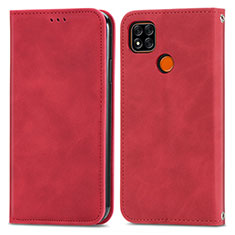 Funda de Cuero Cartera con Soporte Carcasa S04D para Xiaomi POCO C3 Rojo