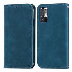 Funda de Cuero Cartera con Soporte Carcasa S04D para Xiaomi POCO M3 Pro 5G Azul