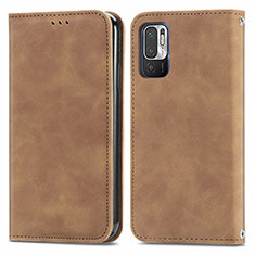 Funda de Cuero Cartera con Soporte Carcasa S04D para Xiaomi POCO M3 Pro 5G Marron