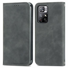 Funda de Cuero Cartera con Soporte Carcasa S04D para Xiaomi Poco M4 Pro 5G Gris