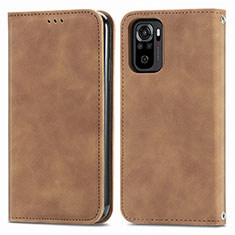 Funda de Cuero Cartera con Soporte Carcasa S04D para Xiaomi Poco M5S Marron