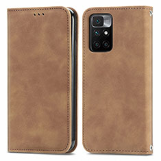 Funda de Cuero Cartera con Soporte Carcasa S04D para Xiaomi Redmi 10 (2022) Marron