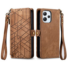 Funda de Cuero Cartera con Soporte Carcasa S04D para Xiaomi Redmi 12 4G Marron