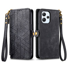 Funda de Cuero Cartera con Soporte Carcasa S04D para Xiaomi Redmi 12 4G Negro