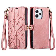 Funda de Cuero Cartera con Soporte Carcasa S04D para Xiaomi Redmi 12 4G Oro Rosa