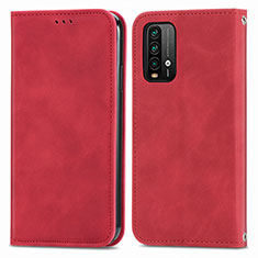 Funda de Cuero Cartera con Soporte Carcasa S04D para Xiaomi Redmi 9 Power Rojo