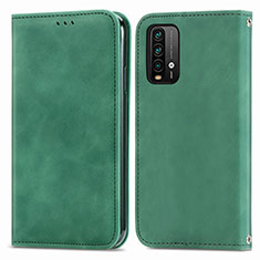 Funda de Cuero Cartera con Soporte Carcasa S04D para Xiaomi Redmi 9 Power Verde